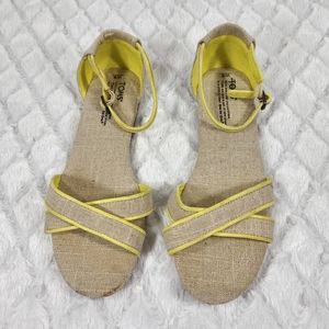 Toms Sandals Correa Burlap Sandal with neon yellow trim